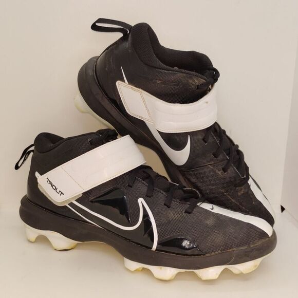 Nike Force Trout Pro 7 MCS Mens Pre-owned Black/White Baseball Cleats- sz. 9 1/2 - Picture 1 of 6